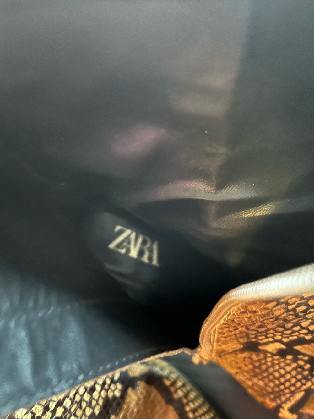 Zara Yellow Snake-Print Pointed Toe Ankle Boots - Picture 6 of 6